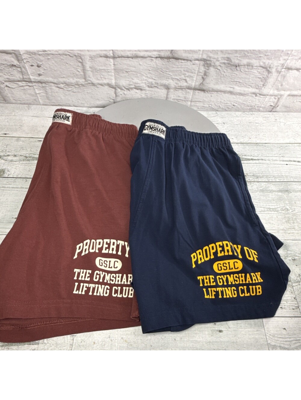 Gymshark Lightweight Jersey Shorts Mens Size Small 5" Lifting Club Navy & Brown